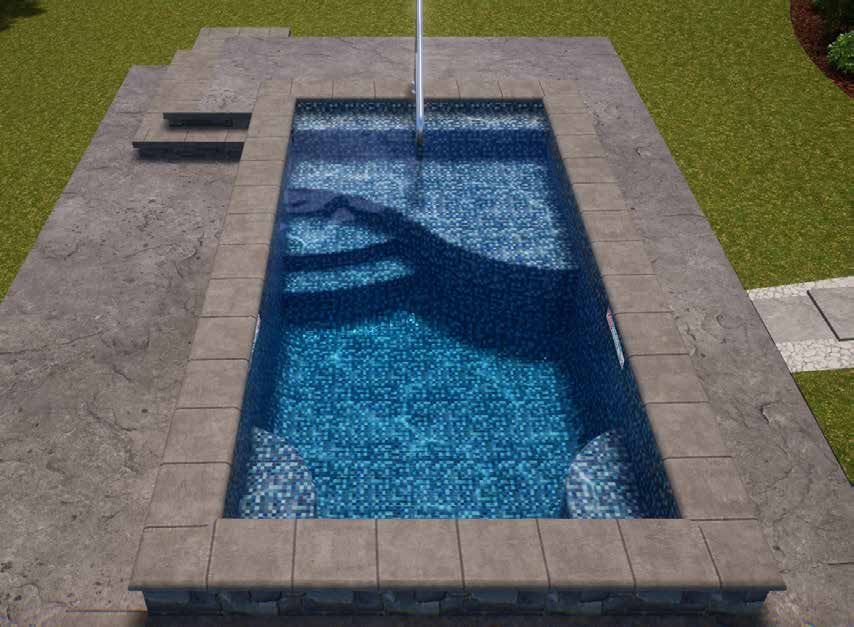 The Socializer is the perfect small pool design for entertaining. This steel plunge pool kit features a tanning ledge, step and dual conversation benches.
